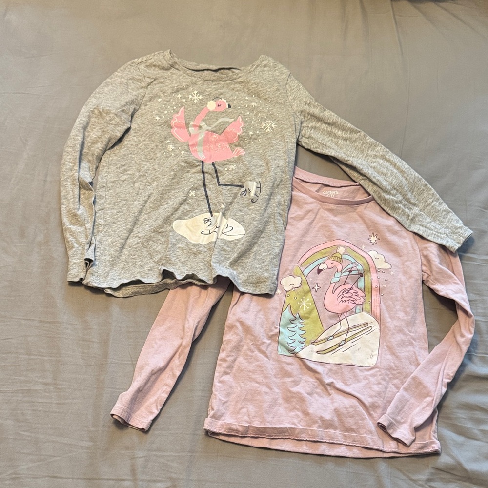 Carter's Kid (2) Flamingo Long Sleeve T-shirts - Size 7/7A